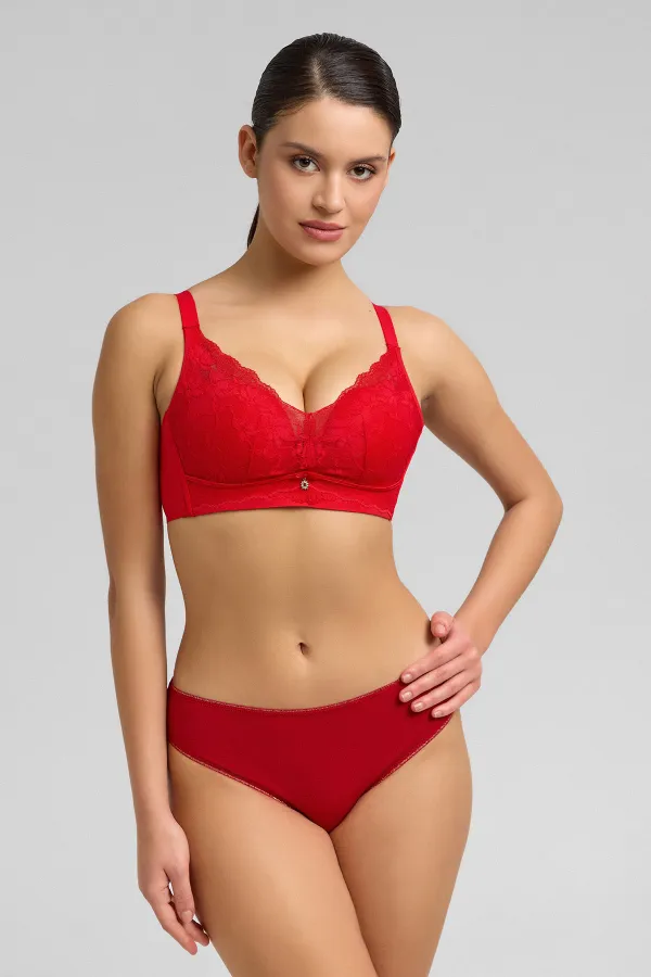 Soutien-gorge fantôme rouge à détails en dentelle