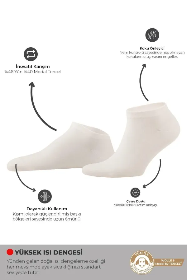 Chaussettes unisexes égyptiennes en modal TENCEL et laine mélangée, lot de 6 paires, écrues