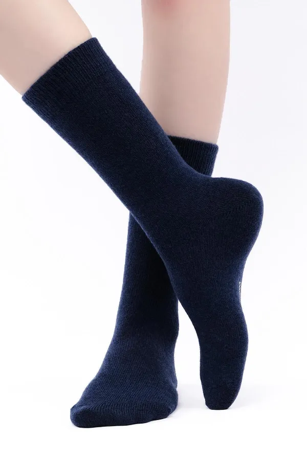 Chaussettes égyptiennes en laine de mouton, coloris indigo, à une seule chaussette