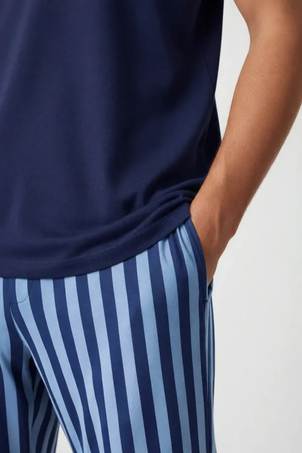 Pamuklu Kısa Kollu Pijama Takım Lacivert