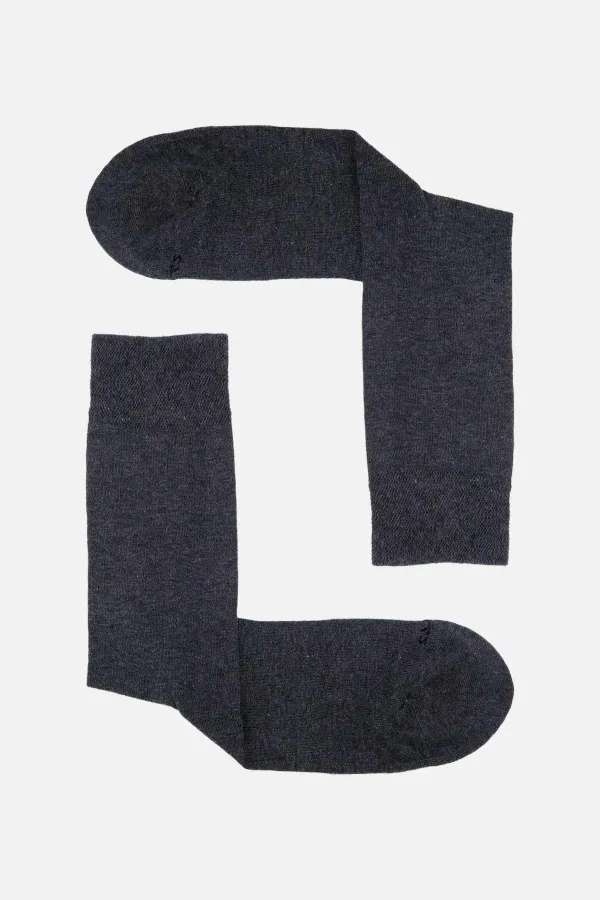 Mısırlı Erkek Organik Pamuklu Tekli Soket Çorap Gri