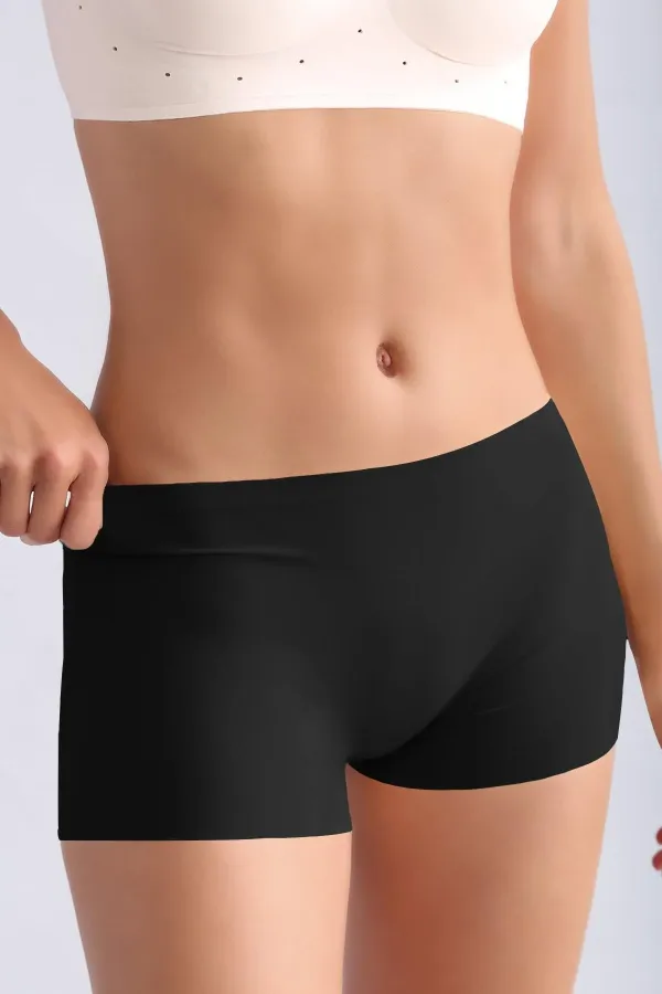 Mısırlı Lazer Kesim Yüksek Bel Görünmez Şort Külot Siyah