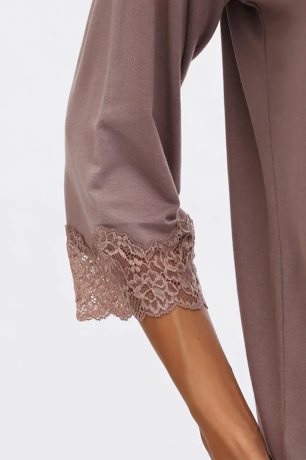 Mısırlı Kadın Bambu Pijama Takımı Kahverengi