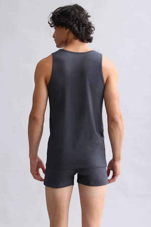 Mısırlı ORGANIC Cotton HERCULES Slim Fit Basic Tank Top Anthracite