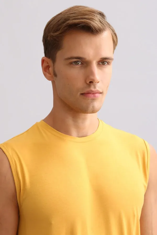 Mısırlı BAMBU ZEUS LUXURY Regular Fit Bisiklet Yaka Sporcu Atlet / T-Shirt Hardal