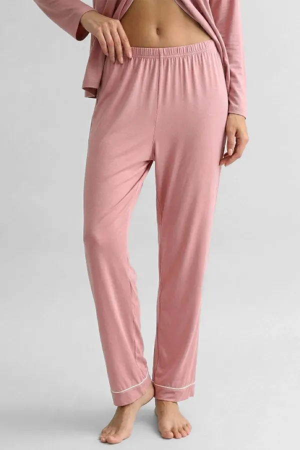 Mısırlı Kadın Bambu Beli Lastikli  Pijama Alt Toz Pembe