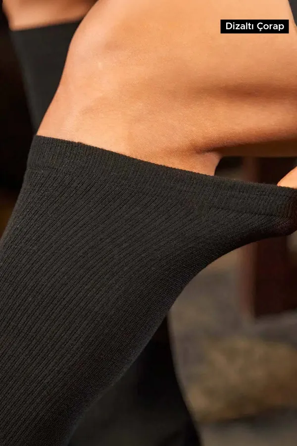 Mısırlı Unisex Merino Yününden, Özel Sıkılaştırıcı Teknolojiyle Uçuş Ve Pilot Çorabı Siyah