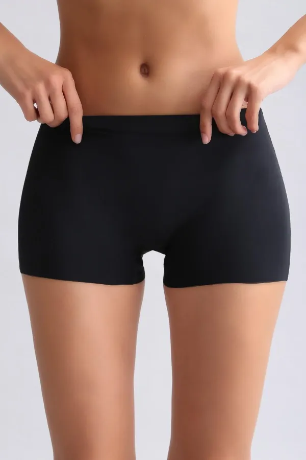 Mısırlı Lazer Kesim Yüksek Bel Görünmez Şort Külot Siyah