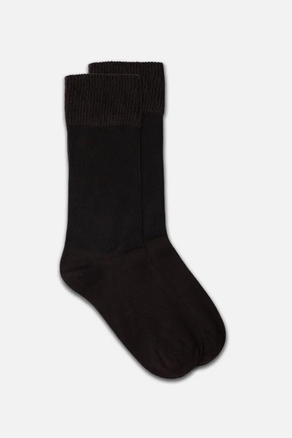 Mısırlı Erkek Modal Tekli DİABETİKER Lastiksiz Uzun Soket Çorap Kahverengi