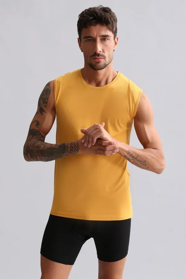 Mısırlı Modal By TENCEL HERCULES Slim Fit Bisiklet Yaka Sporcu Atlet / T-Shirt Hardal