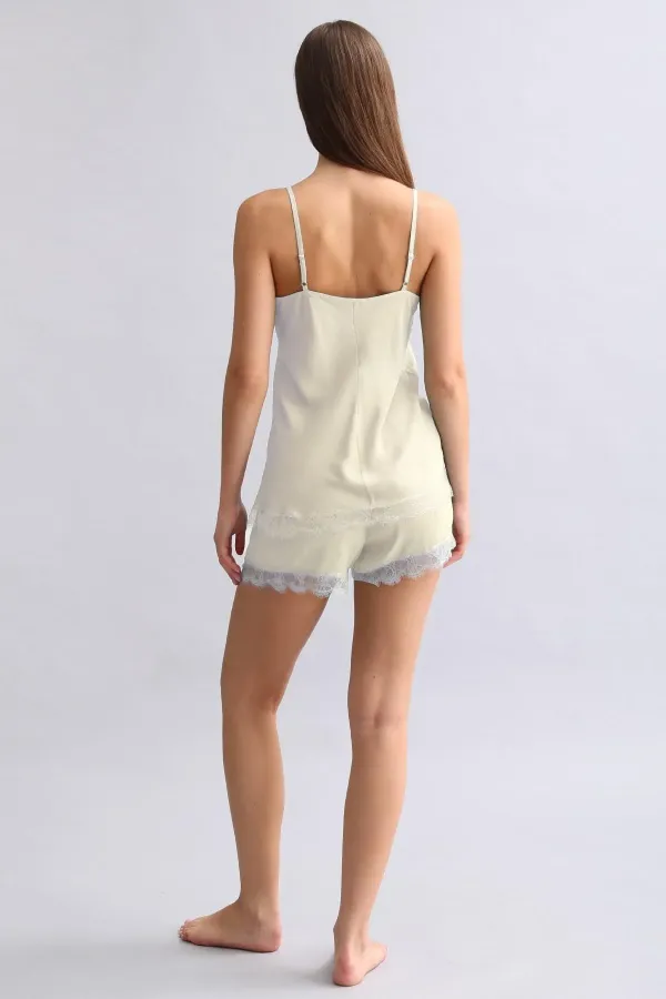 Mısırlı Women's Bamboo Shorts Set, Ecru