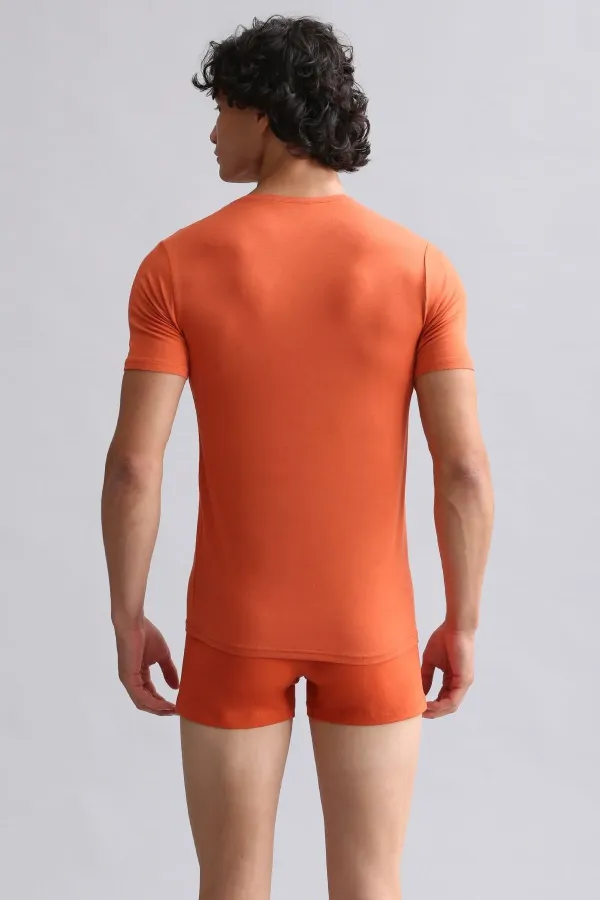 Mısırlı BAMBOO HERCULES Slim Fit V-Neck Undershirt/T-Shirt Rust Red