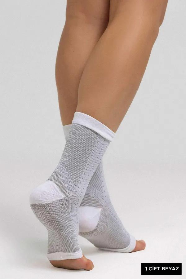 Mısırlı Unisex Ayak Bileği Ve Topuk Destekleyici Burun Sıkılaştırıcı Çorap Beyaz