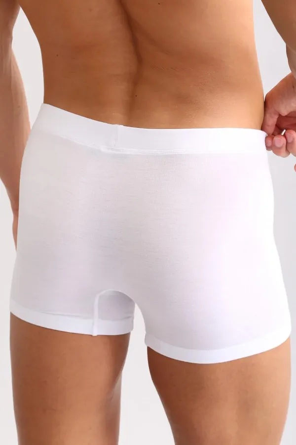 Mısırlı BAMBOO ZEUS LUXURY Regular Fit Boxer Shorts with Metal Emblem, White