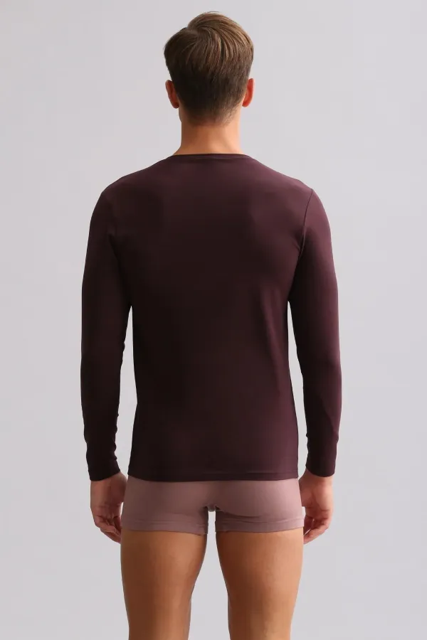 Mısırlı Modal By TENCEL HERCULES Slim Fit Bisiklet Yaka Uzun Kollu Fanila / T-Shirt Mor