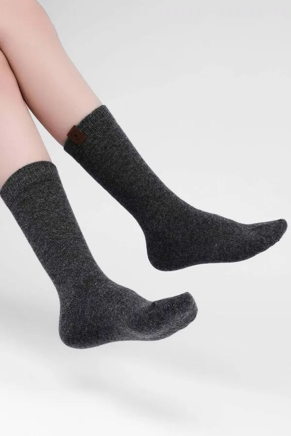Mısırlı Kadın Kuzu Yünü Tekli Soket Çorap Füme