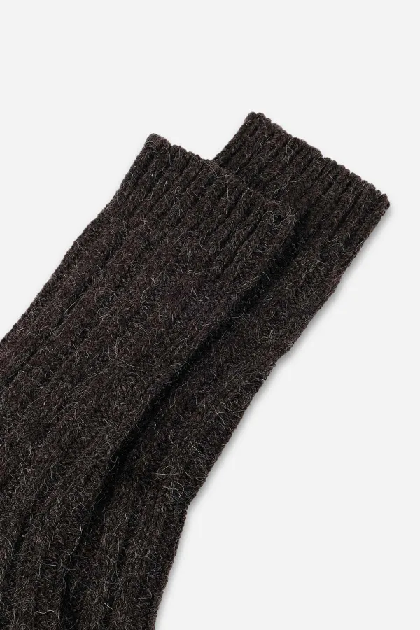 Mısırlı Unisex 5 Kat Alpaka Yünü Kışlık Tekli Soket Çorap Kahverengi