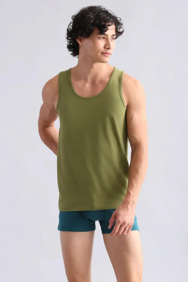 Mısırlı ORGANIC Cotton HERCULES Slim Fit Basic Tank Top Khaki