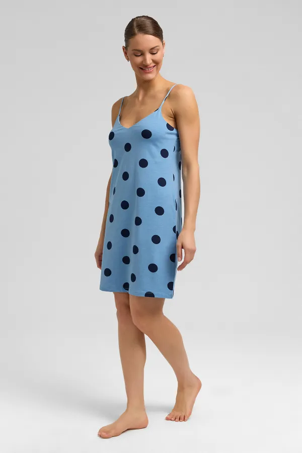 Chemise de nuit égyptienne en maille modal à bretelles, bleu ciel