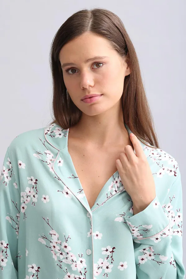 Mısırlı Kadın Bambu Pijama Takımı Çağla Yeşili