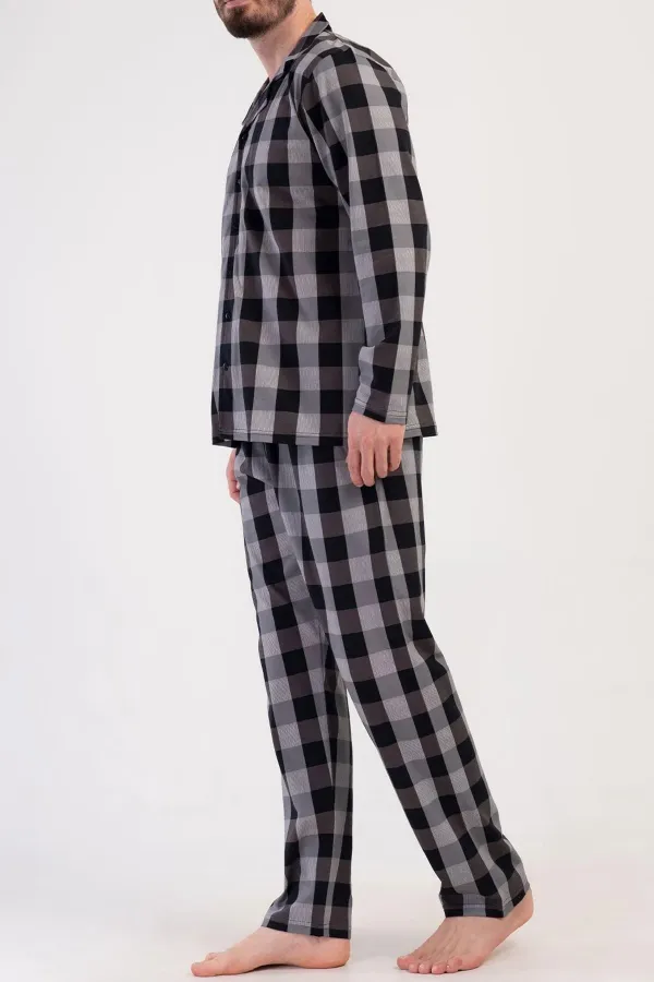 Mısırlı Erkek Pamuklu Uzun Kollu Pijama Takımı Siyah