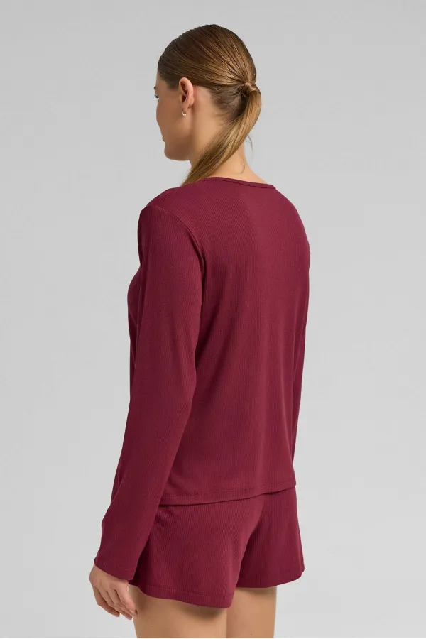 Women's Corset Long-Sleeve Sweatshirt Burgundy