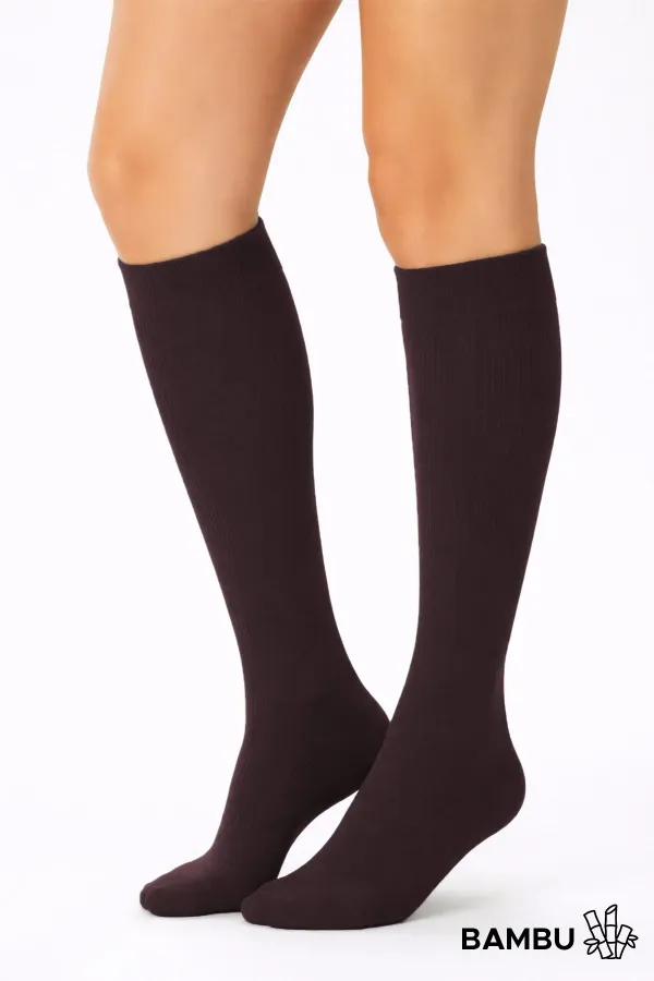 Unisex Bamboo Flight and Pilot Knee-High Socks with Special Strengthening Technology, Purple