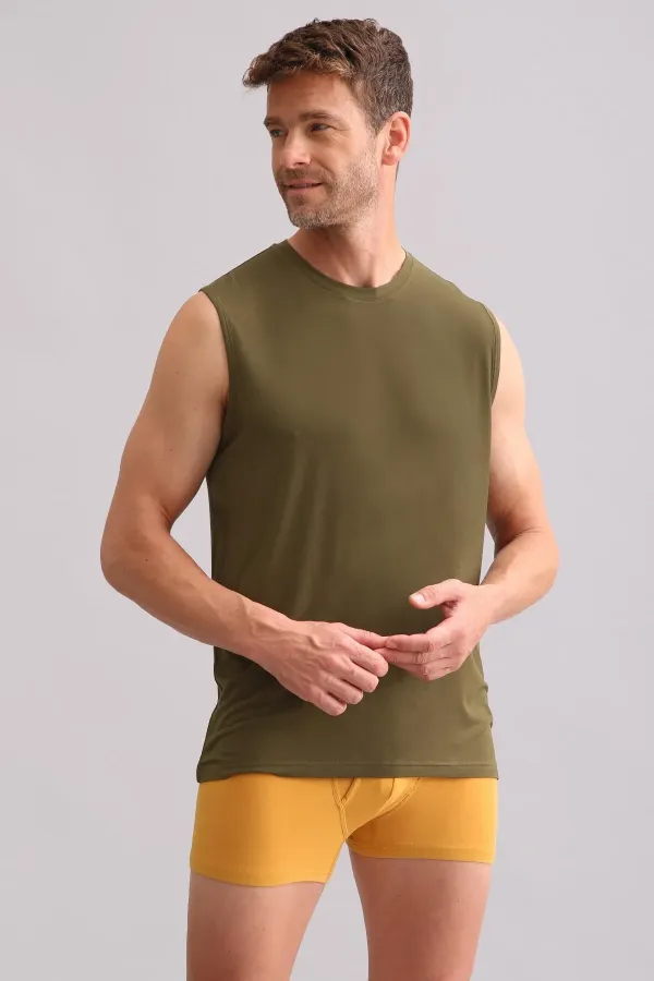 Mısırlı BAMBU ZEUS Regular Fit Bisiklet Yaka Sporcu Atlet / T-Shirt Koyu Haki