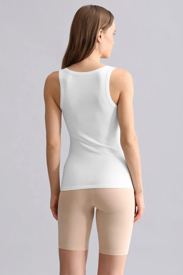 T-shirt/débardeur long à bretelles épaisses en modal égyptien TENCEL U HELEN blanc