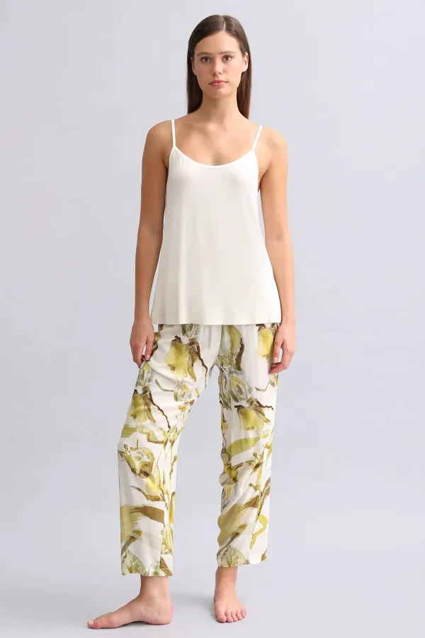 Mısırlı Kadın Dokuma Dar Paça Pantolon Yeşil