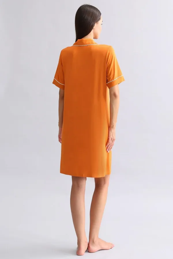Mısırlı Kadın Modal Gecelik Pas Kırmızı