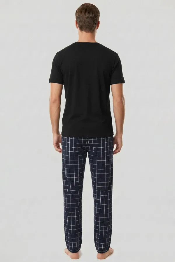 Mısırlı Erkek Pamuk İnce Ekoseli Alt Pijama Lacivert Mısırlı Erkek Pamuk İnce Ekoseli Alt Pijama Lacivert