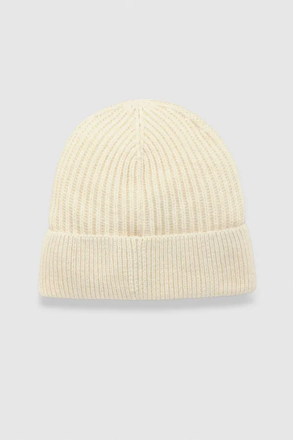 Mısırlı Unisex Yün Atkı Bere Takımı - Roseluis Ekru