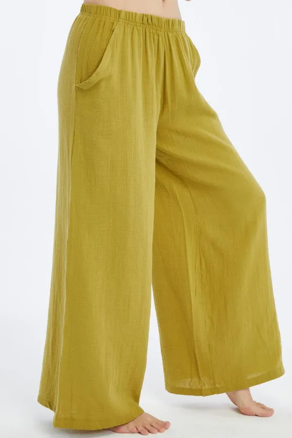 Mısırlı MÜSLİN Pamuklu Pantolon Yeşil