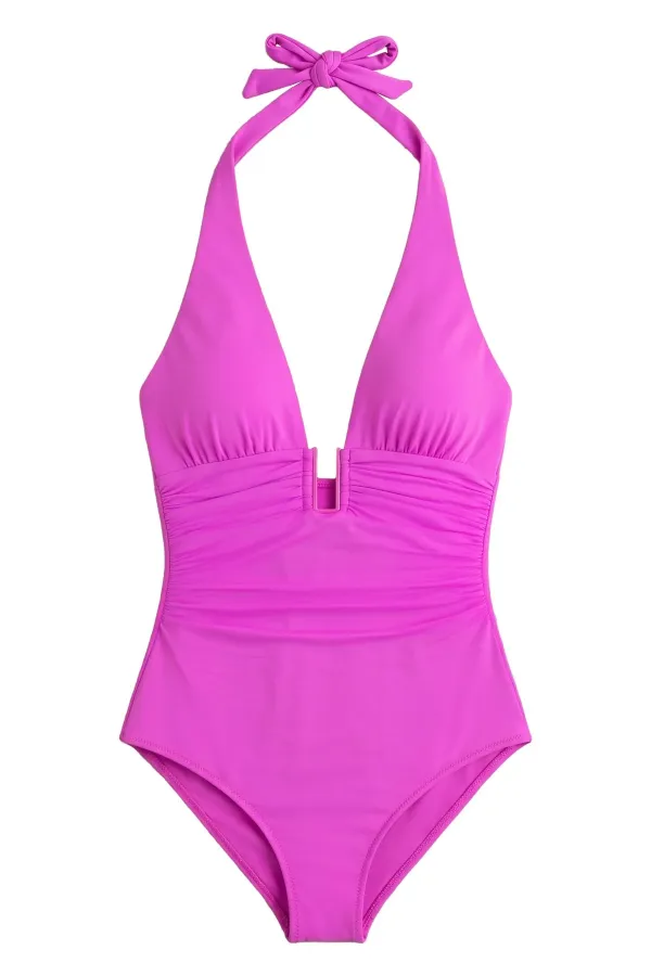 Mısırlı Aksesuarlı Boyundan Bağlı Mayo Fuşya