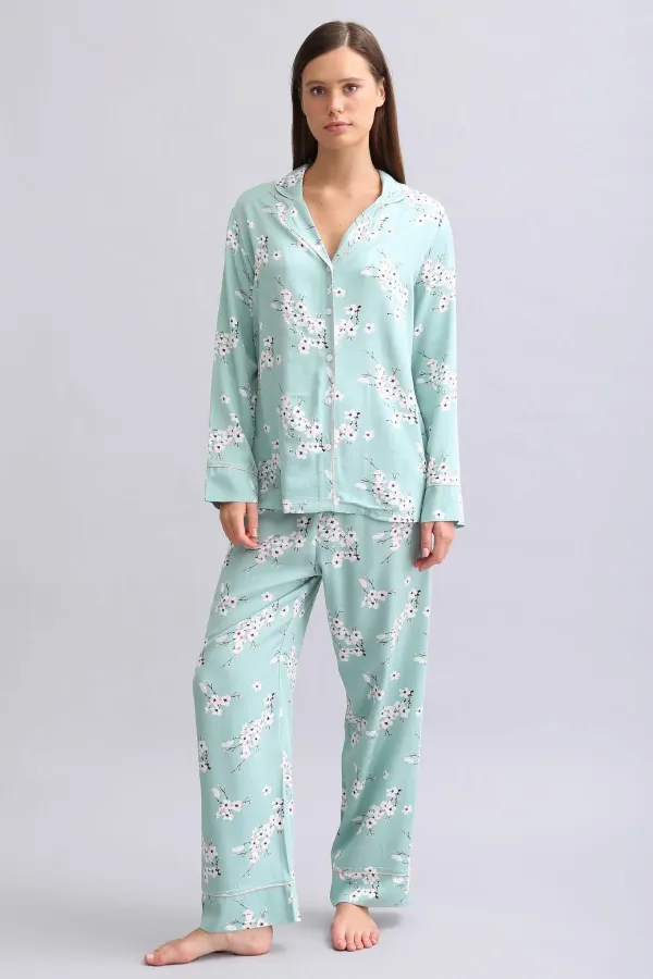 Mısırlı Kadın Bambu Pijama Takımı Çağla Yeşili
