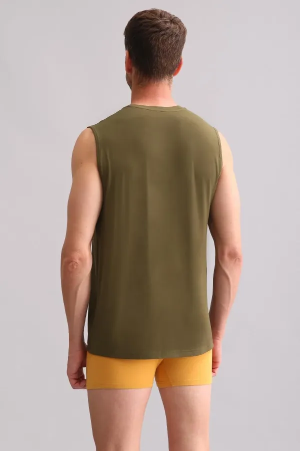 Mısırlı BAMBU ZEUS Regular Fit Bisiklet Yaka Sporcu Atlet / T-Shirt Koyu Haki