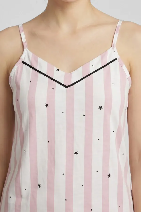 Ensemble pyjama rayé en coton rose pour femme, style égyptien Ensemble pyjama rayé en coton rose pour femme, style égyptien
