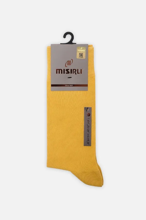 Mısırlı Erkek Organik Pamuklu Tekli Soket Çorap Sarı