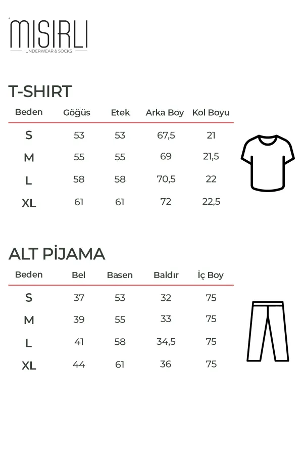 Pamuklu Kısa Kollu Pijama Takım İndigo