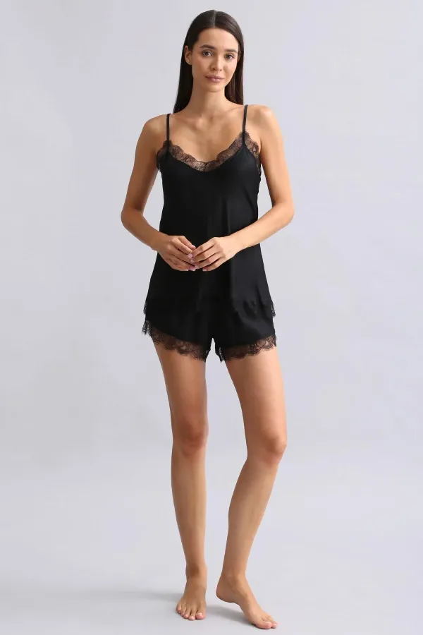 Mısırlı Kadın Bambu Şort Takımı Siyah