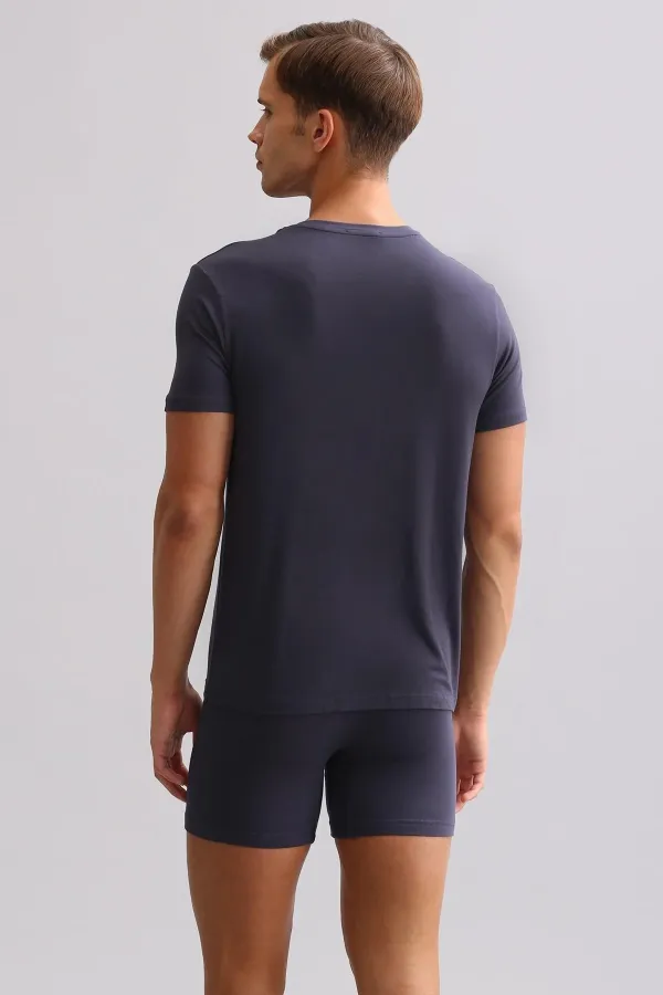 Débardeur/T-shirt ZEUS LUXURY en coton biologique égyptien, coupe classique, col en V, anthracite