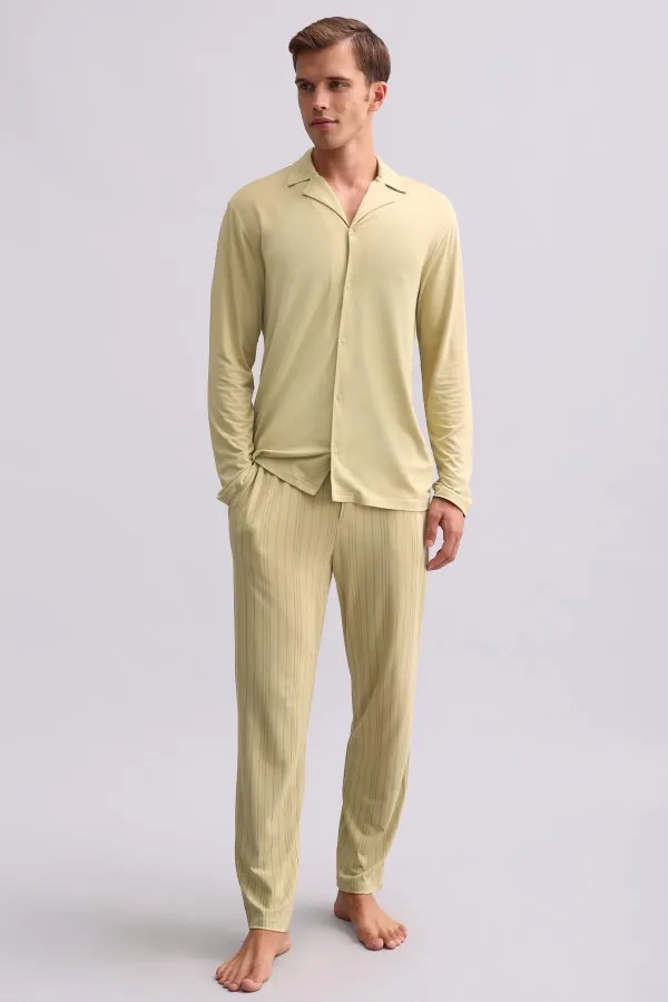 Chemise égyptienne à manches longues en bambou, vert sauge