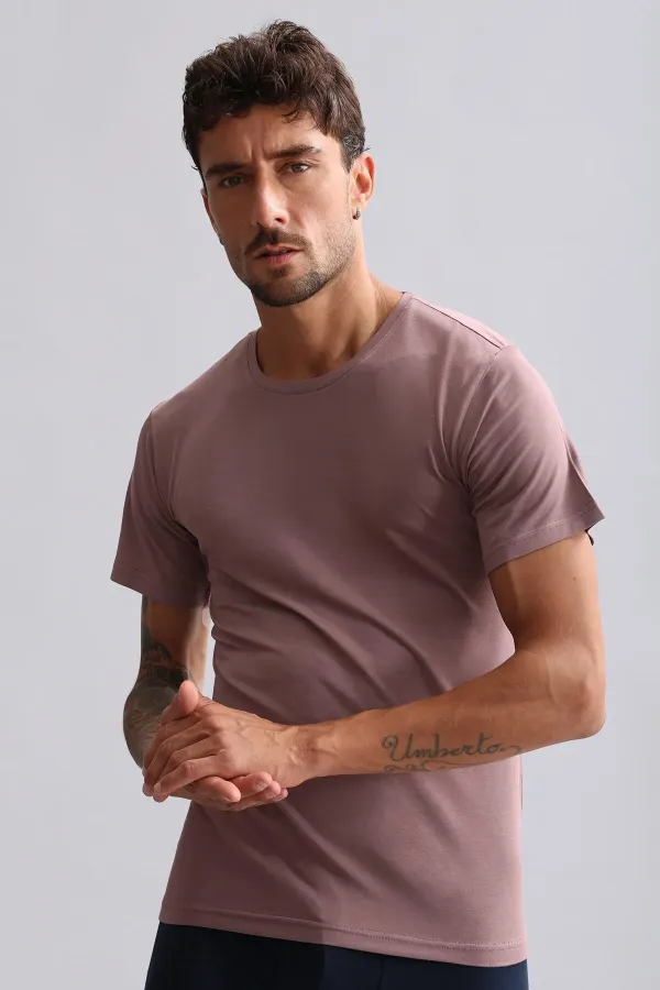Mısırlı Modal By TENCEL HERCULES Slim Fit Bisiklet Yaka Fanila / T-Shirt Lavender