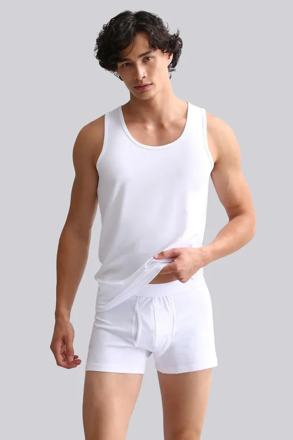 Mısırlı ORGANIC Cotton HERCULES Slim Fit Basic Tank Top White