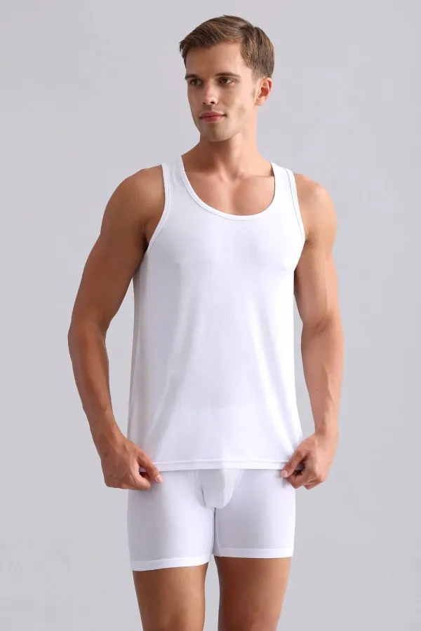 Mısırlı BAMBU ZEUS Regular Fit Basic Atlet / T-Shirt Beyaz