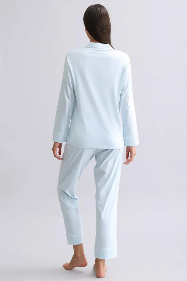 Mısırlı Women's 100% Cotton Pajama Set Baby Blue