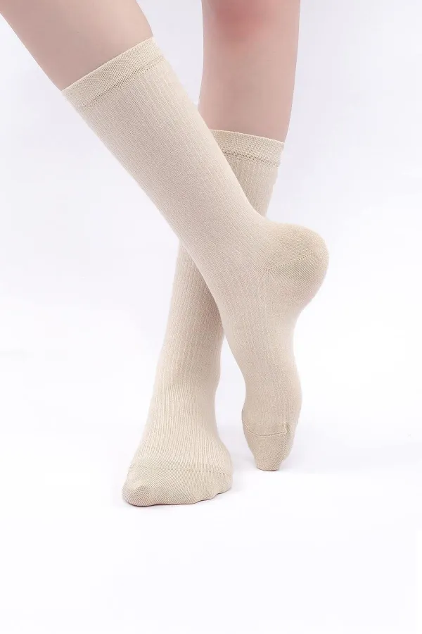 Mısırlı Kadın Modal Kaşmir Tekli Soket Çorap Taş Rengi