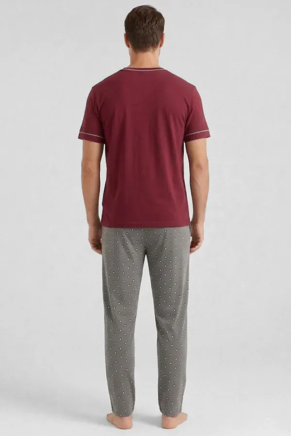 Mısırlı Erkek Pamuk V Yaka Cepli 3 Lü Takım Antrasit/Bordo