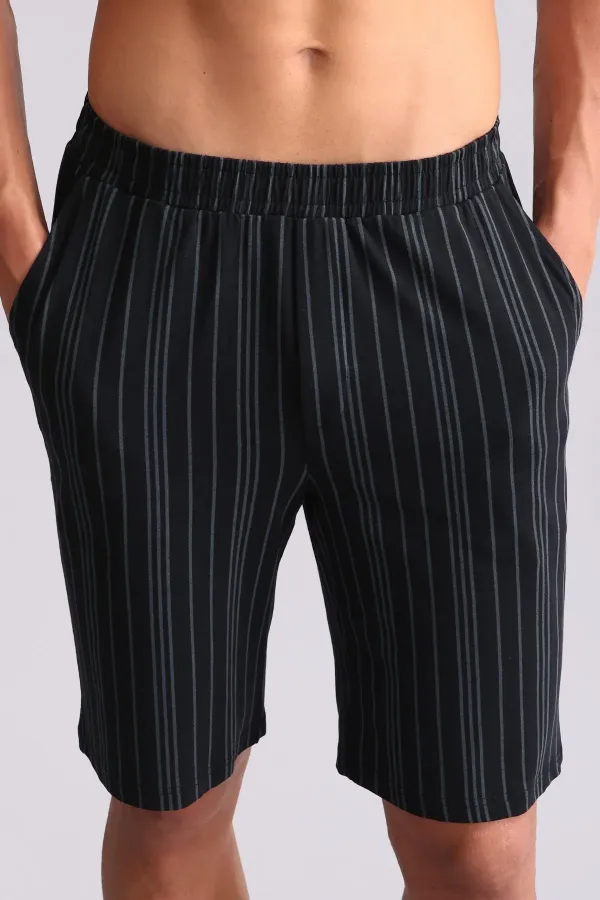 Short de pyjama en bambou noir pour homme, style égyptien